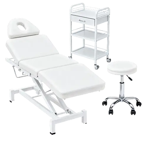 Комплект профессиональной мебели: косметологическое кресло, тележка и стул, как бонусный купон для оборудования кабинета мастера